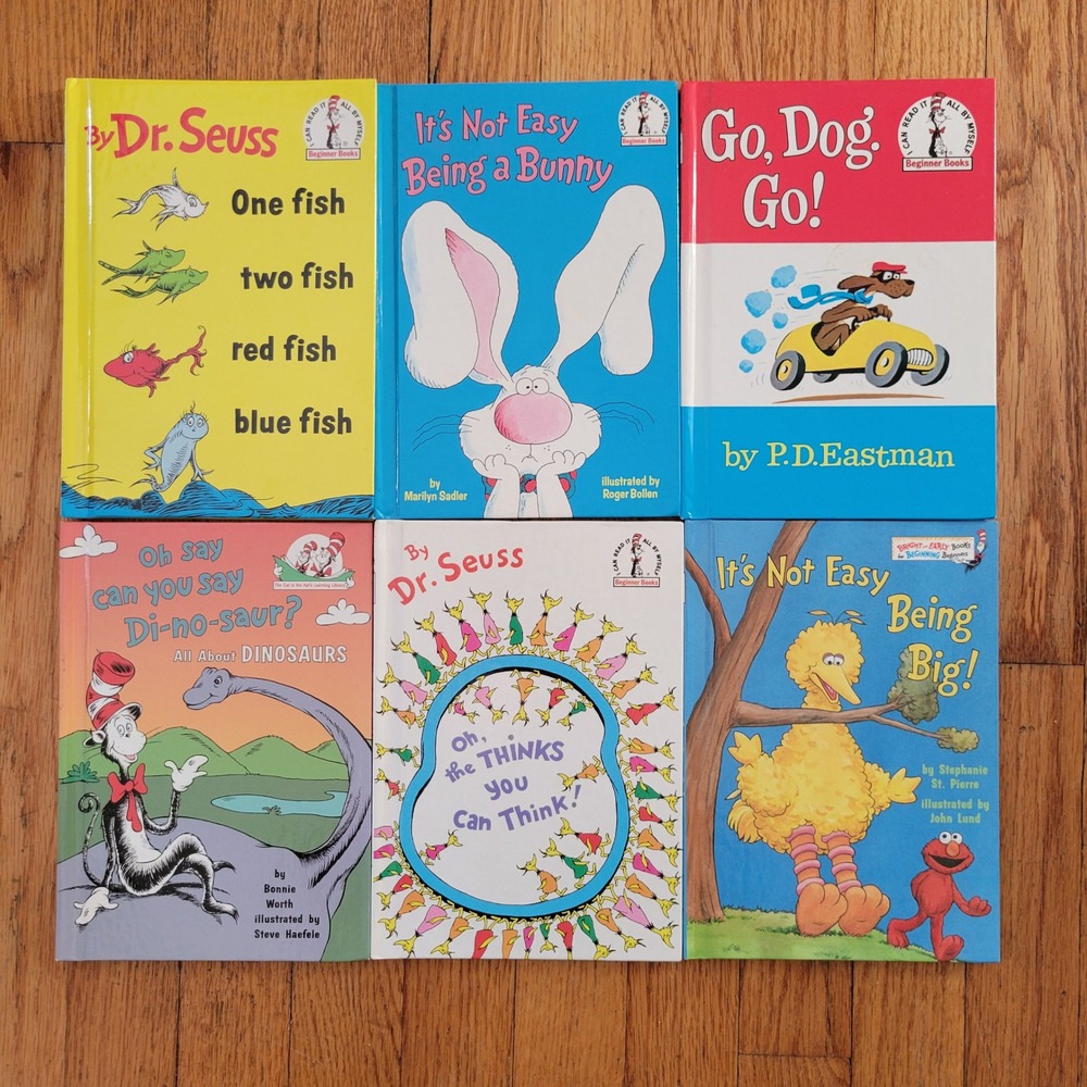 6 Dr Seuss Beginner Books Lot One Fish Red Fish Go Dog Go Oh The Thinks
